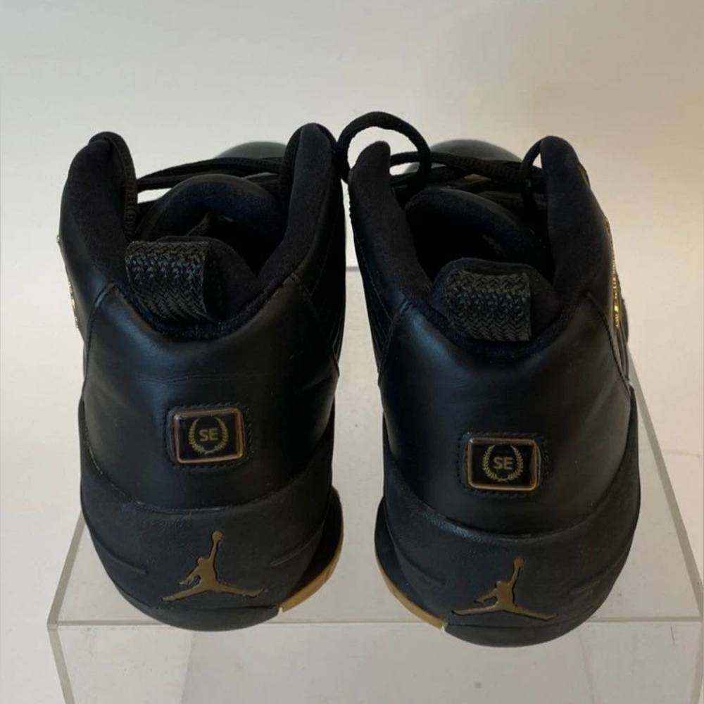 Nike Jordan 19 OG SE Black Metallic Gold Leather Basketball Sneakers Men 9 - Picture 6 of 9